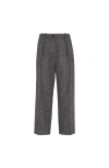 Brunello Cucinelli Herringbone Tweed Pleated Trousers In Gray