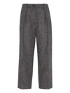 Brunello Cucinelli Herringbone Tweed Pleated Trousers In Gray