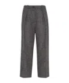 Brunello Cucinelli Herringbone Tweed Pleated Trousers In Gray