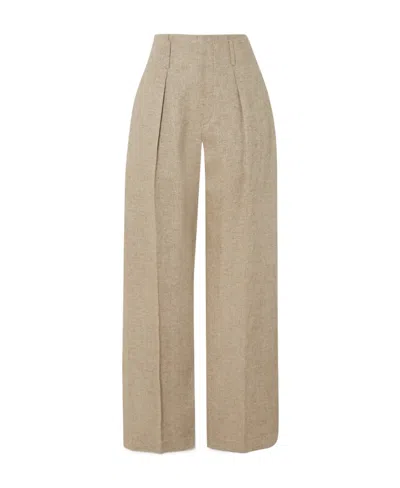 Brunello Cucinelli Herringbone Wide-leg Casual Pants In Neutral
