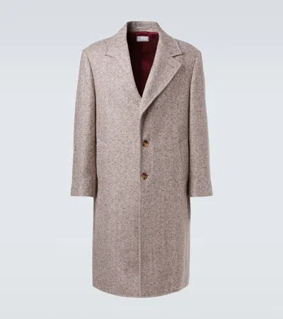 Brunello Cucinelli Herringbone Wool And Alpaca-blend Overcoat In Neutral