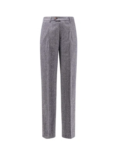 BRUNELLO CUCINELLI HERRINGBONE WOOL AND CASHMERE TROUSERS