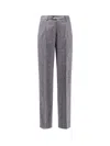 Brunello Cucinelli Men Herringbone Wool And Cashmere Trousers In Gray