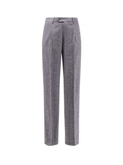 BRUNELLO CUCINELLI HERRINGBONE WOOL AND CASHMERE TROUSERS