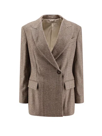 Brunello Cucinelli Herringbone Wool Blend Blazer