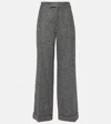 Brunello Cucinelli Herringbone Wool-blend Flared Pants In Grey