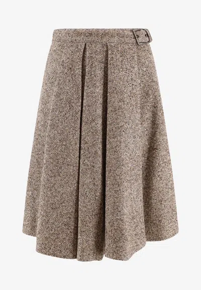 BRUNELLO CUCINELLI HERRINGBONE WOOL-BLEND SKIRT