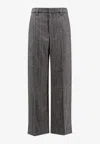 Brunello Cucinelli Wool-blend High-waisted Trousers In Gray