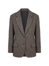 Brunello Cucinelli Herringbone-pattern Single-breasted Blazer In Brown