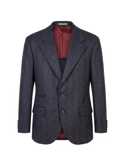 Brunello Cucinelli Long-sleeved Suit Jacket In Blue