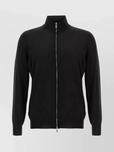 BRUNELLO CUCINELLI HIGH COLLAR CASHMERE SILK CARDIGAN