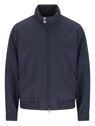 Brunello Cucinelli High-collar Zip-up Bomber Jacket In Blue