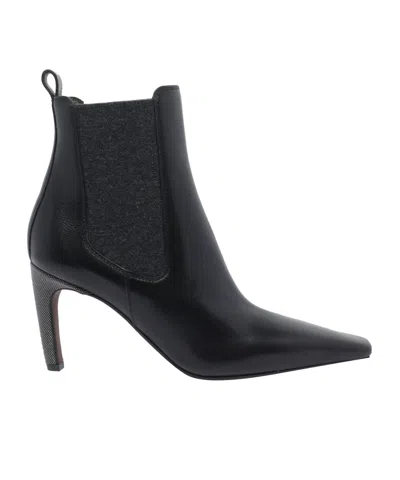Brunello Cucinelli High-heeled Ankle Boots In Black