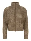 Brunello Cucinelli Rustic Dazzling Net Sweaters And Cardigans Beige In Brown