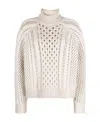 Brunello Cucinelli Cable-knit Cashmere-blend Sweater In White
