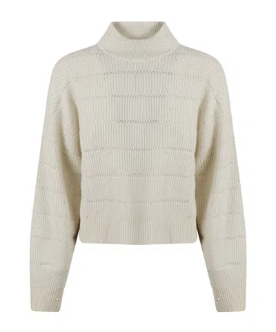 Brunello Cucinelli High-neck Cropped Jumper In Neutral