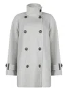 Brunello Cucinelli Buttoned Collar Long Sleeve Coat With Pockets