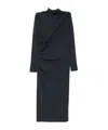 Brunello Cucinelli Wool Blend Midi Dress With Gathered Detail