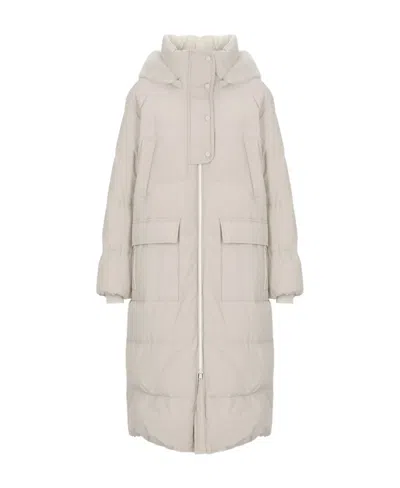 Brunello Cucinelli High-neck Hooded Coat In Nude