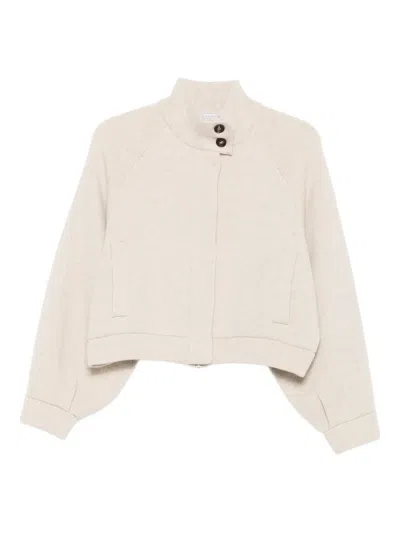 Brunello Cucinelli High-neck Jacket In Neutral