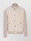 Brunello Cucinelli High Neck Knitted Jacket Pockets In Neutral
