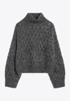 Brunello Cucinelli High-neck Knitted Mohair Sweater In Gray