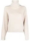 Brunello Cucinelli High-neck Knitwear In Luxurious Wool-cashmere-silk Blend In Neutral