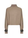 Brunello Cucinelli Women Brown Cashmere Cropped Sweater In Brown