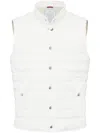 Brunello Cucinelli Men Water-resistant Microfiber Lightweight Down Vest In White