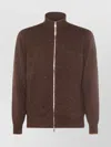 Brunello Cucinelli High Neck Ribbed Cuff And Hem Sweater In Brown