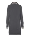 Brunello Cucinelli High-neck Ribbed-knit Mini Dress In Gray