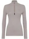 Brunello Cucinelli Ribbed-knit Zip-up Jumper In Neutrals