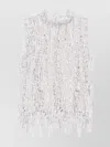 Brunello Cucinelli High Neck Sequined Lace Sleeveless Top In White
