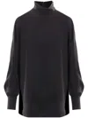 Brunello Cucinelli High-neck Silk Blouse In Black