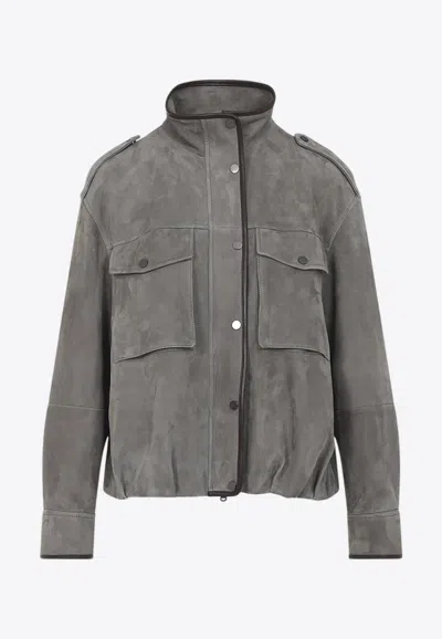 BRUNELLO CUCINELLI HIGH-NECK SUEDE JACKET