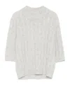 Brunello Cucinelli Light Grey Cable-knit Sweater In Mohair Blend