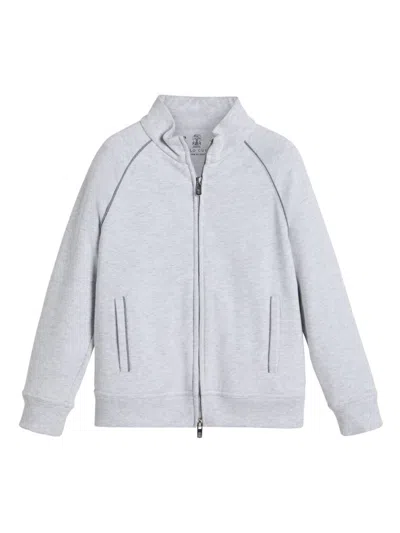 Brunello Cucinelli Kids' High-neck Sweatshirt In Grey