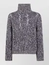 Brunello Cucinelli High Neck Textured Knit Sweater In Multi