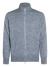 Brunello Cucinelli Long-sleeved Knitted Cardigan In Blue