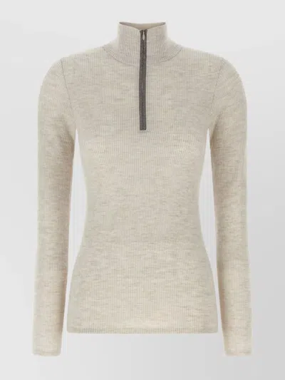 BRUNELLO CUCINELLI HIGH NECK ZIP SWEATER