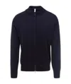 Brunello Cucinelli Zip-up Blue Sweatshirt With High Collar And Relaxed Fit In Black