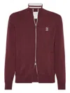 Brunello Cucinelli High-neck Zip-up Cardigan In Burgundy