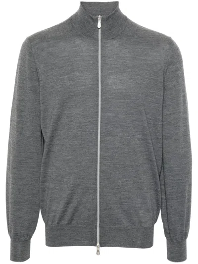 Brunello Cucinelli High-neck Zip-up Cardigan In Grey