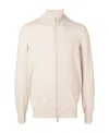 Brunello Cucinelli High-neck Zip-up Cashmere Cardigan In White