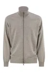 Brunello Cucinelli Men High-necked Cashmere Cardigan With Zip In Gray