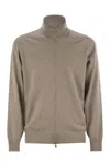Brunello Cucinelli Men High-necked Cashmere Cardigan With Zip