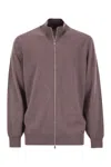 Brunello Cucinelli Men High-necked Cashmere Cardigan With Zip In Red