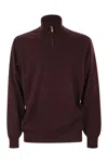 Brunello Cucinelli Men High-necked Cashmere Sweater With Zip Opening