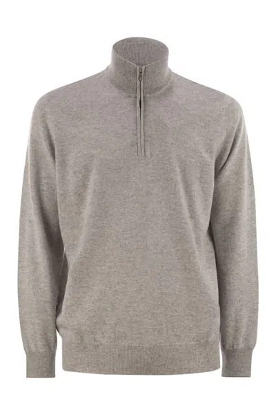 BRUNELLO CUCINELLI BRUNELLO CUCINELLI HIGH-NECKED CASHMERE SWEATER WITH ZIP OPENING