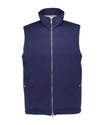 Brunello Cucinelli High-necked Down Vest In Blue